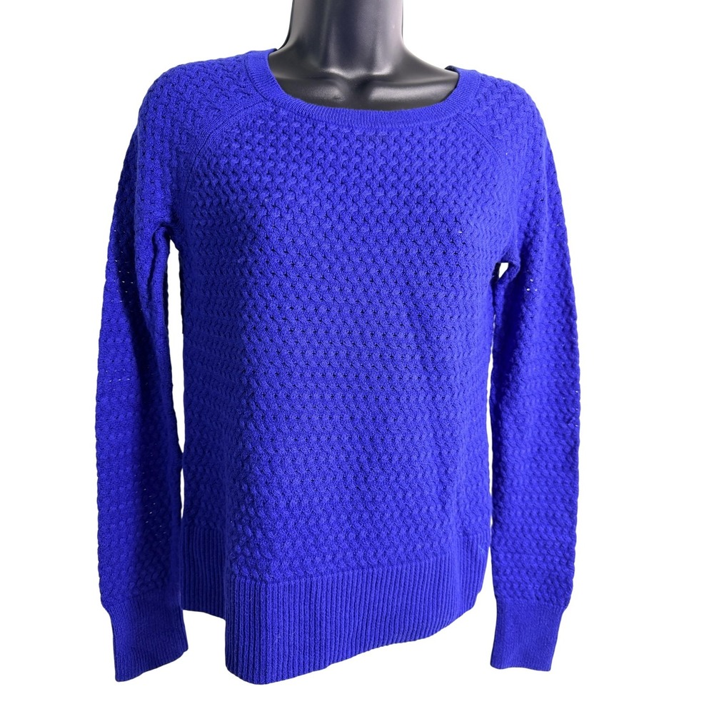 American Eagle Outfitters Sweater Womens Small Blue Waffle Back‎ Zip Pullover